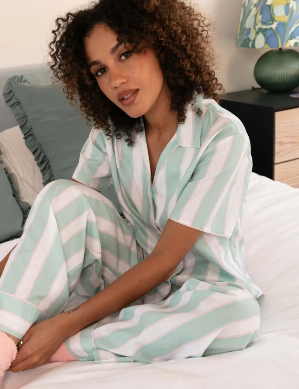 Cotton Modal Striped Pyjama Top