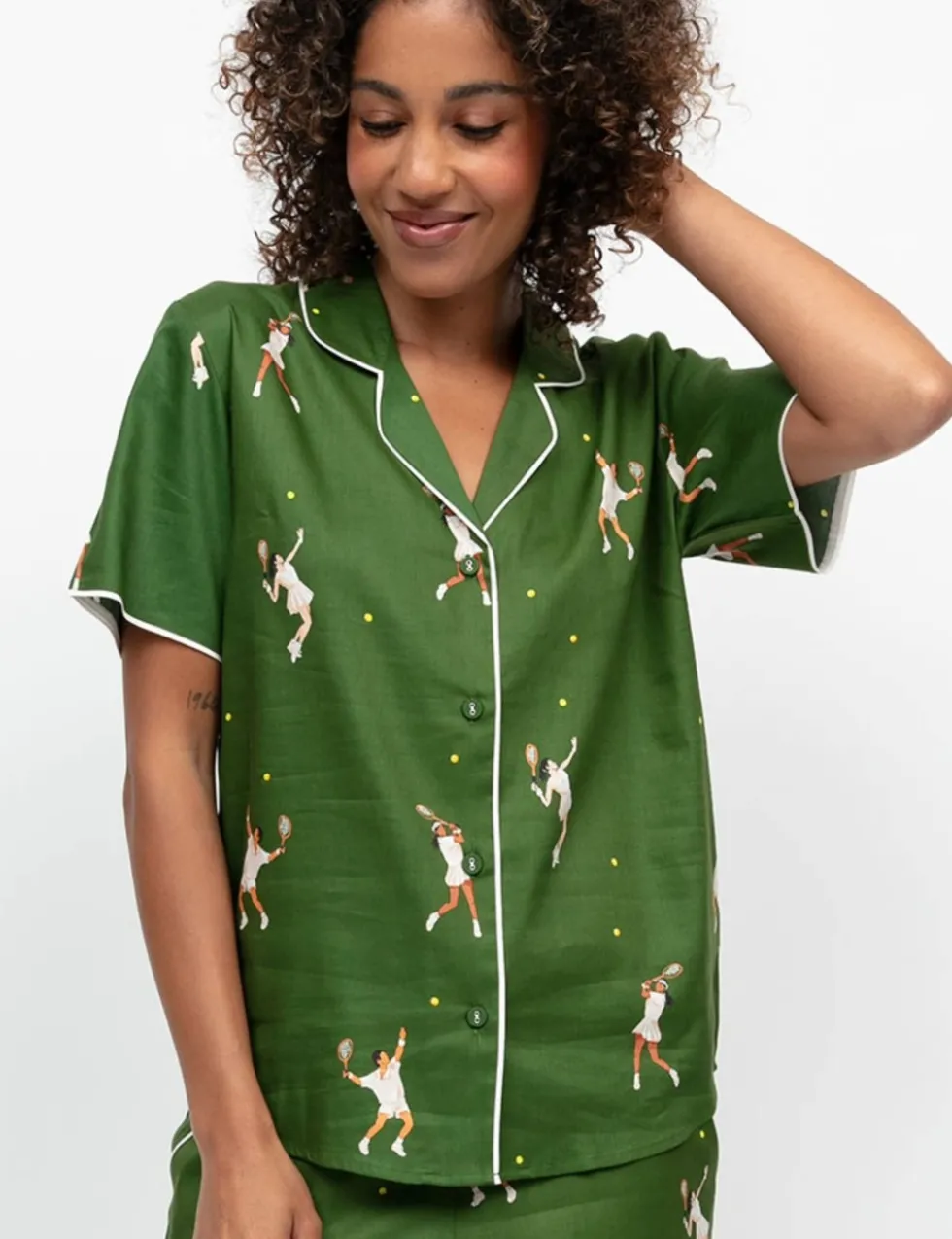 Cotton Modal Tennis Print Pyjama Top