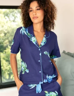 Cotton Modal Turtle Revere Pyjama Top