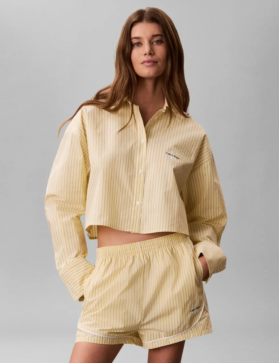 Cotton Poplin Cropped Pyjama Shirt