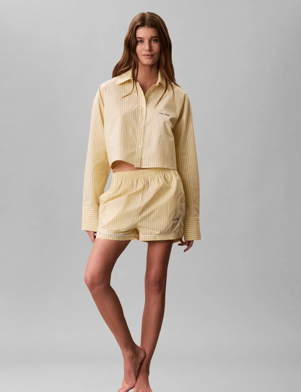 Cotton Poplin Cropped Pyjama Shirt