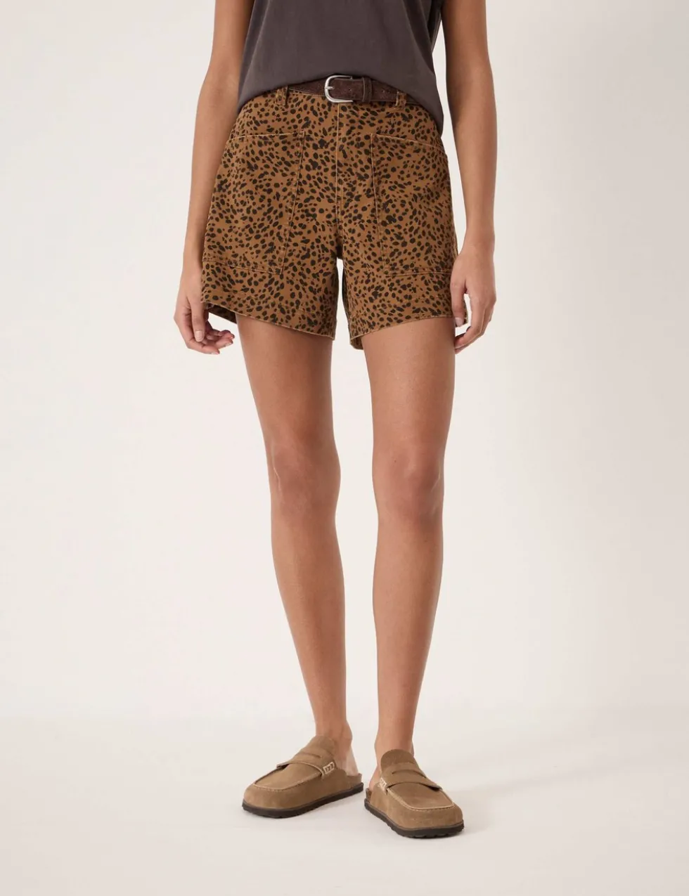 Cotton Rich Animal Print High Waisted Shorts