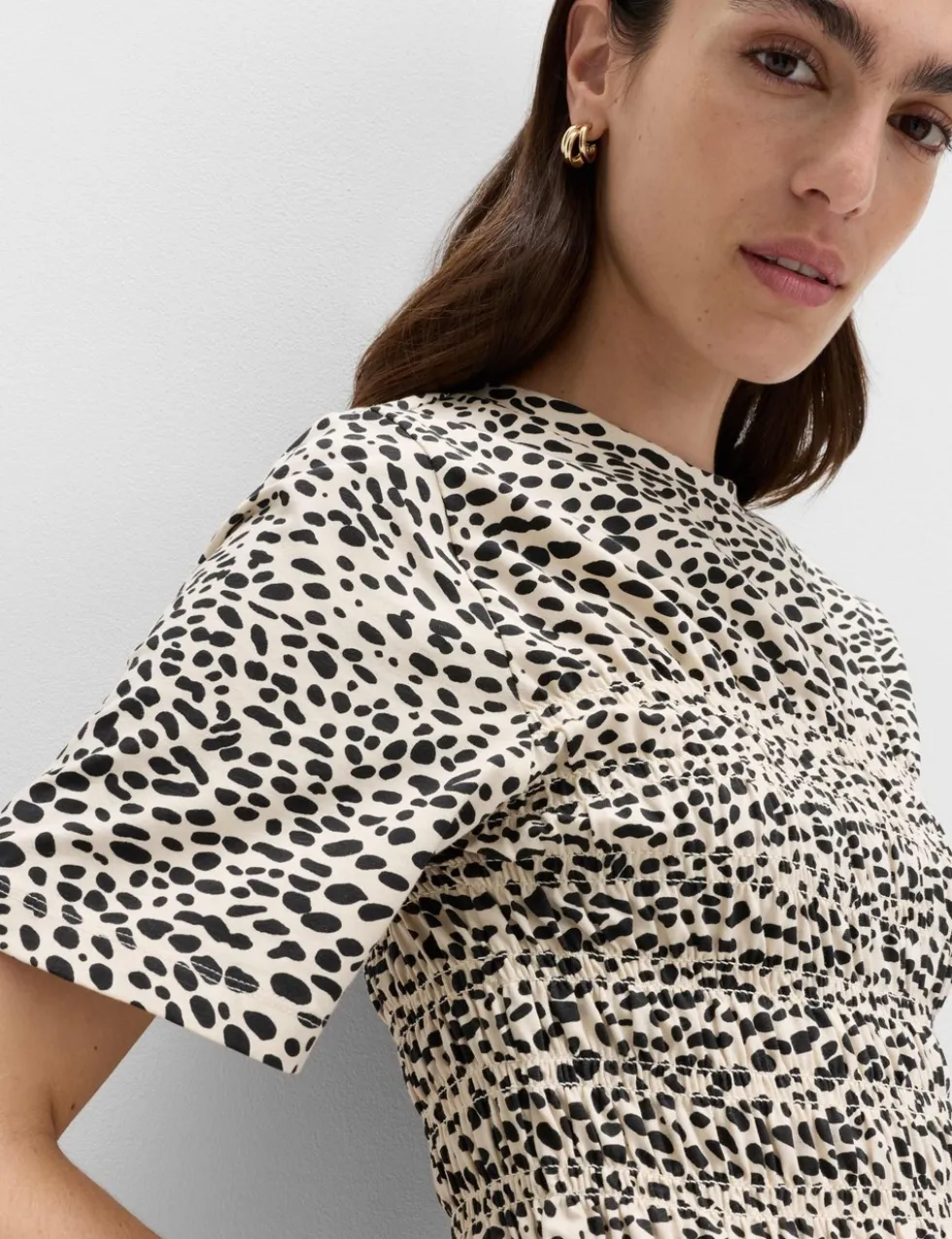 Cotton Rich Animal Print Shirred Mini T-Shirt Dress
