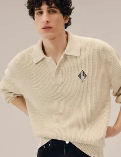 Cotton Rich Badge Detail Polo Neck Jumper