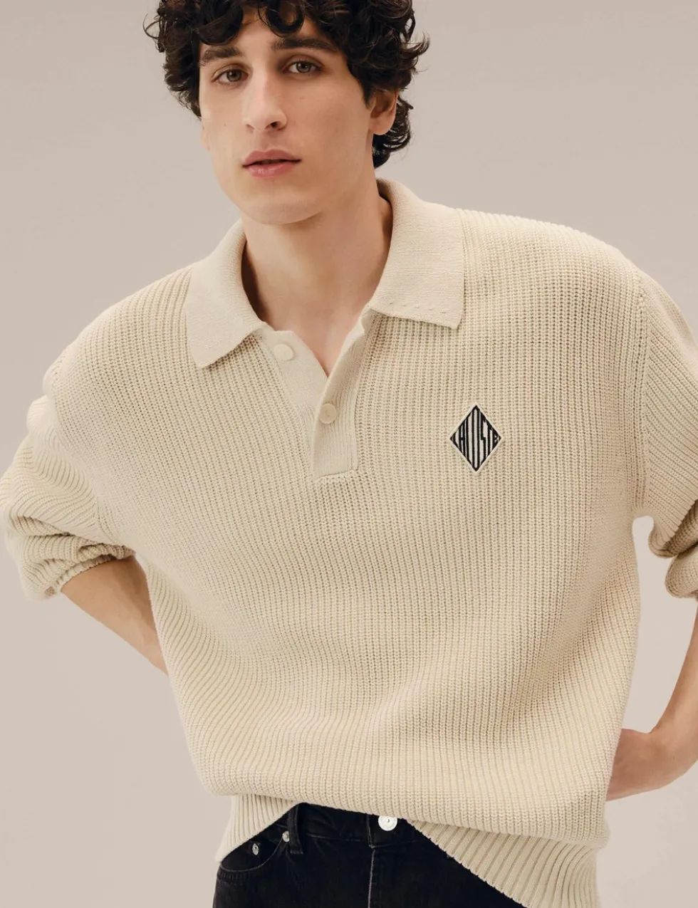 Cotton Rich Badge Detail Polo Neck Jumper