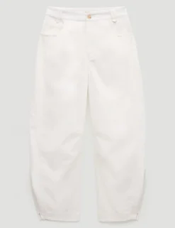 Cotton Rich Barrel Leg Ankle Grazer Trousers
