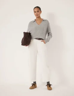Cotton Rich Barrel Leg Ankle Grazer Trousers