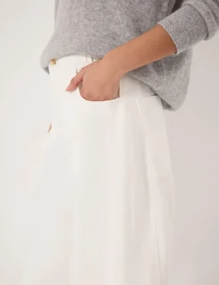 Cotton Rich Barrel Leg Ankle Grazer Trousers