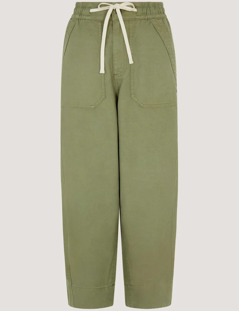 Cotton Rich Barrel Leg Cropped Trousers