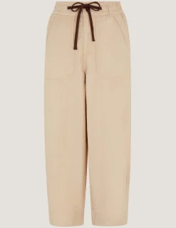 Cotton Rich Barrel Leg Cropped Trousers