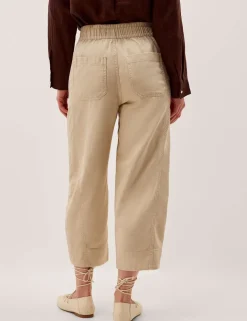 Cotton Rich Barrel Leg Cropped Trousers