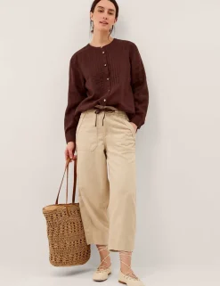 Cotton Rich Barrel Leg Cropped Trousers
