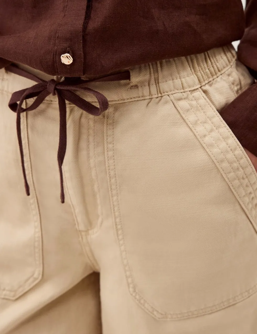 Cotton Rich Barrel Leg Cropped Trousers