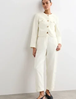 Cotton Rich Barrel Leg Trousers