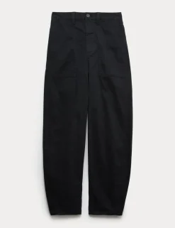 Cotton Rich Barrel Leg Trousers