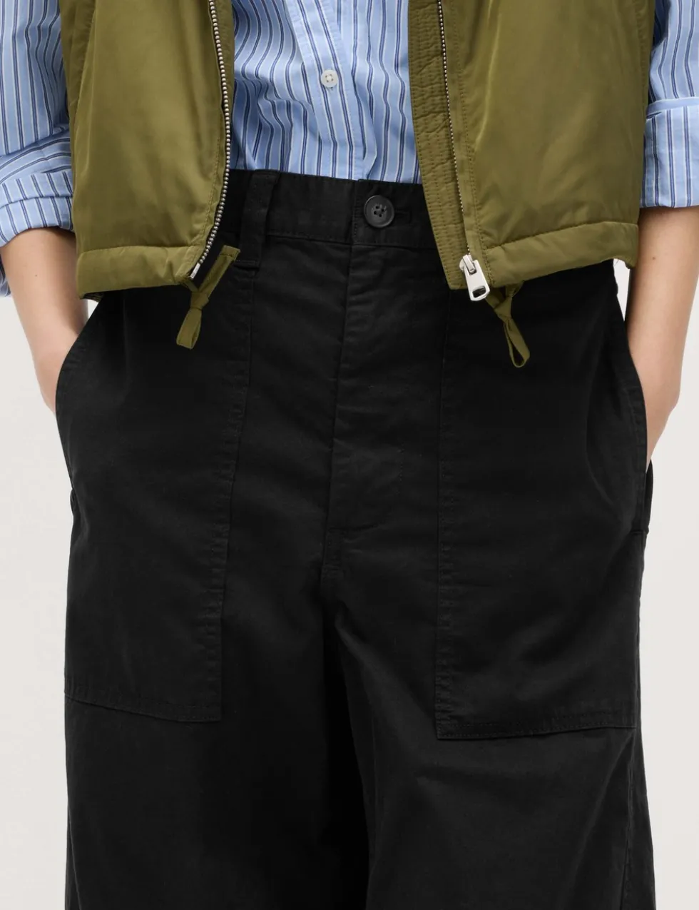 Cotton Rich Barrel Leg Trousers