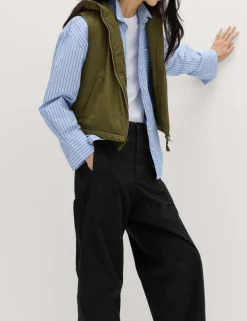 Cotton Rich Barrel Leg Trousers