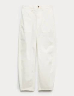 Cotton Rich Barrel Leg Trousers