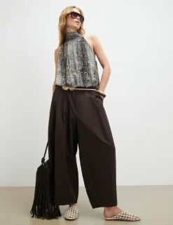 Cotton Rich Barrel Leg Trousers