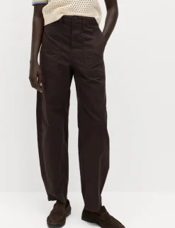 Cotton Rich Barrel Leg Trousers