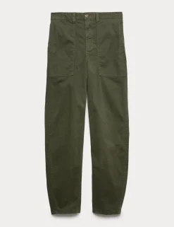 Cotton Rich Barrel Leg Trousers