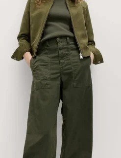 Cotton Rich Barrel Leg Trousers