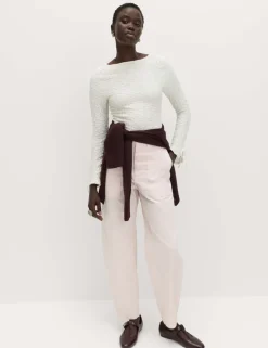 Cotton Rich Barrel Leg Trousers