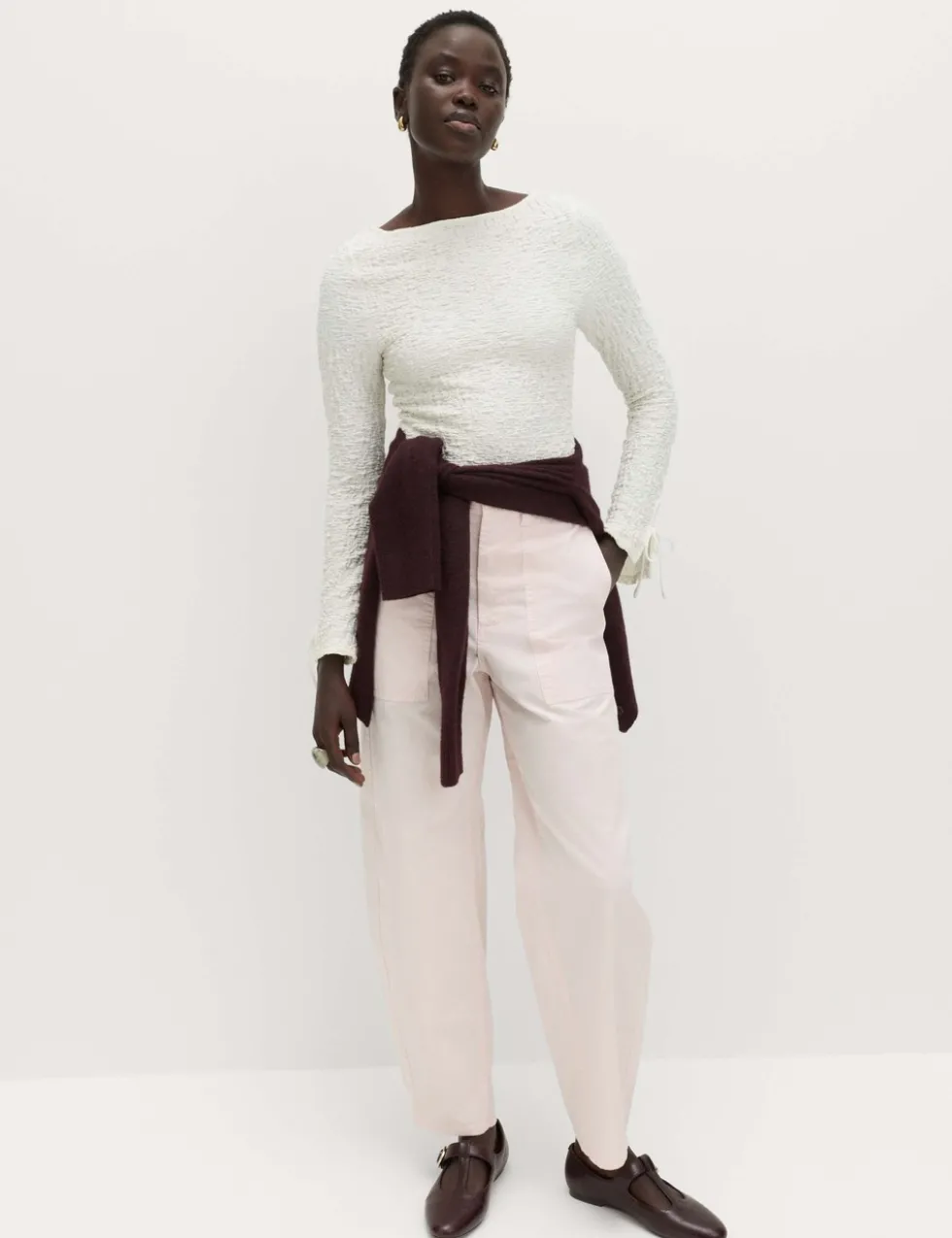 Cotton Rich Barrel Leg Trousers