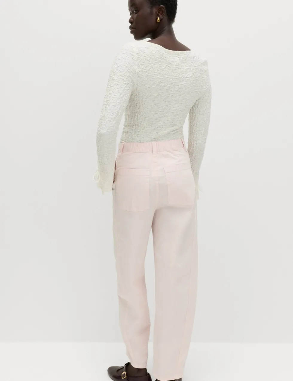 Cotton Rich Barrel Leg Trousers