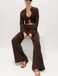 Cotton Rich Beach Trousers with Linen
