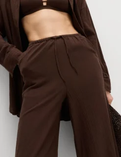 Cotton Rich Beach Trousers with Linen