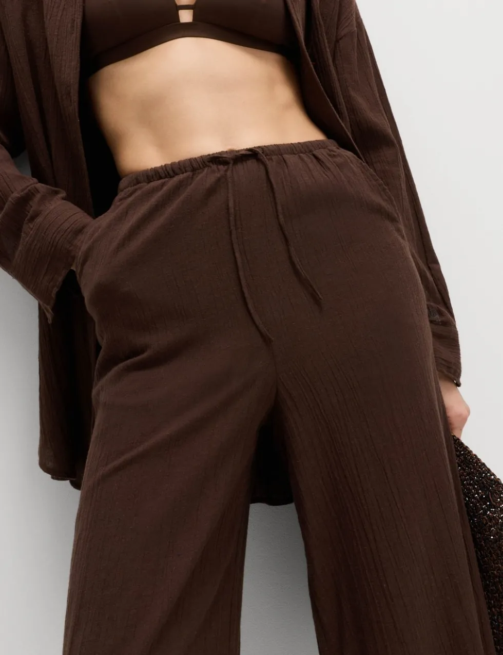 Cotton Rich Beach Trousers with Linen