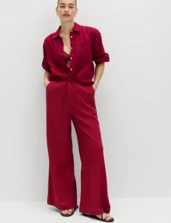 Cotton Rich Beach Trousers with Linen