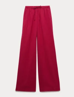 Cotton Rich Beach Trousers with Linen