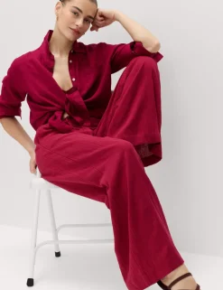 Cotton Rich Beach Trousers with Linen