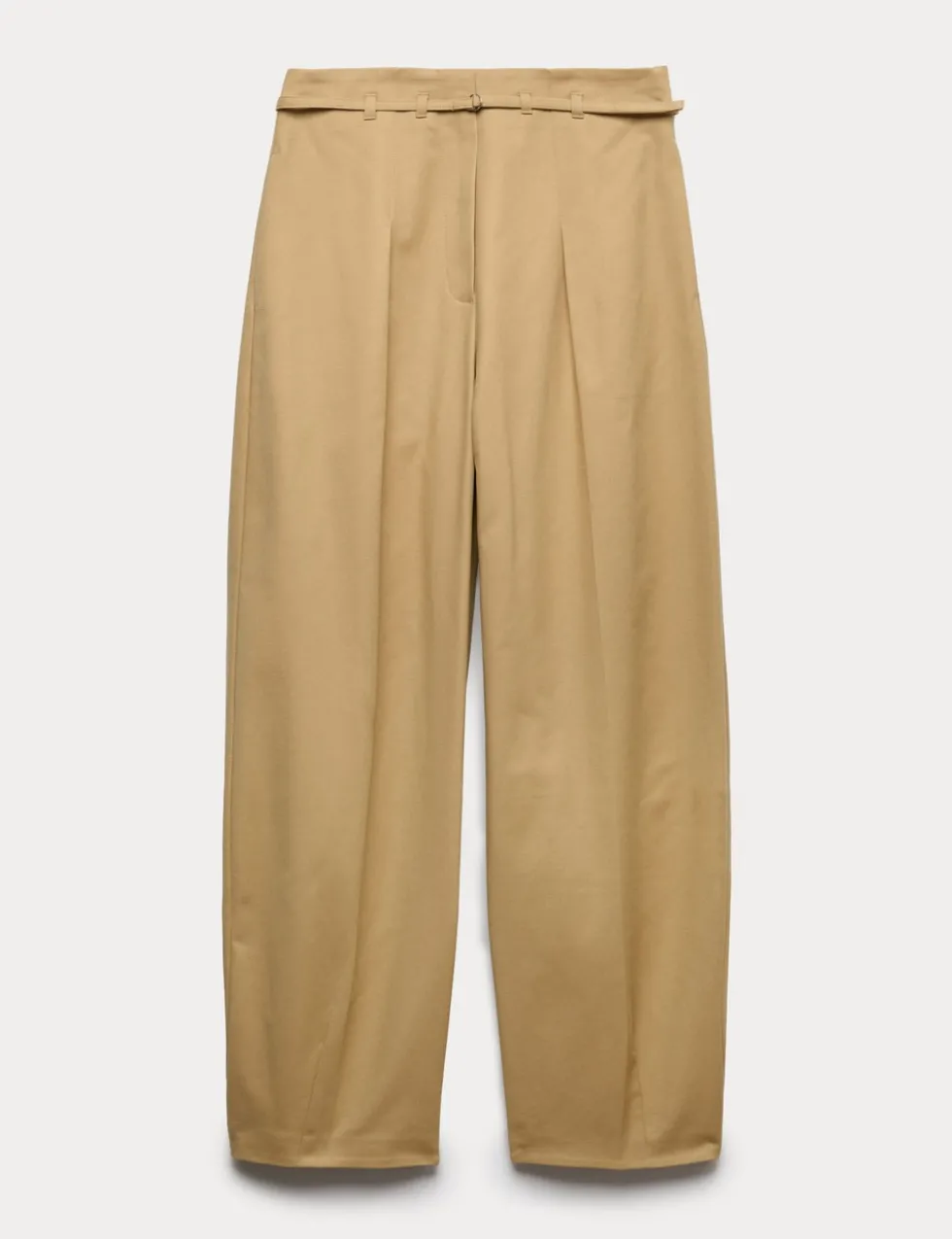 Cotton Rich Belted Barrel Leg Trousers