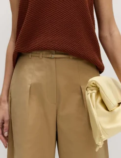 Cotton Rich Belted Barrel Leg Trousers