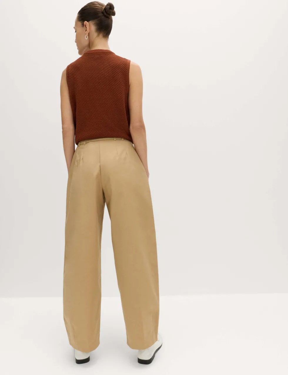 Cotton Rich Belted Barrel Leg Trousers