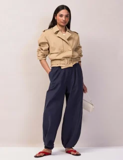 Cotton Rich Belted Cropped Trench Coat
