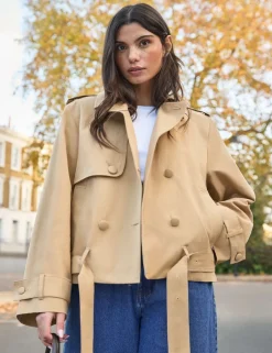 Cotton Rich Belted Cropped Trench Coat