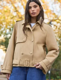 Cotton Rich Belted Cropped Trench Coat