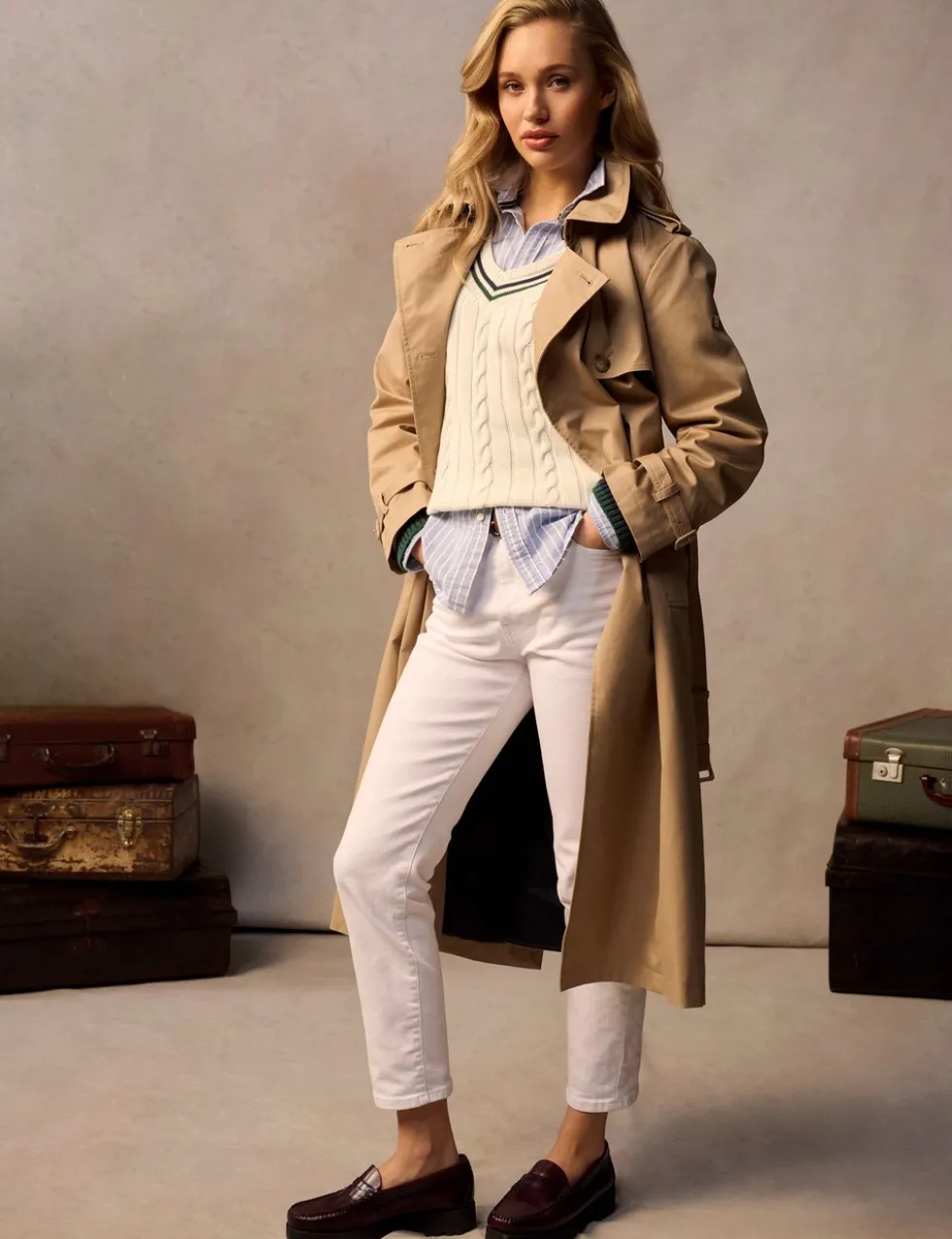 Cotton Rich Belted Longline Trench Coat