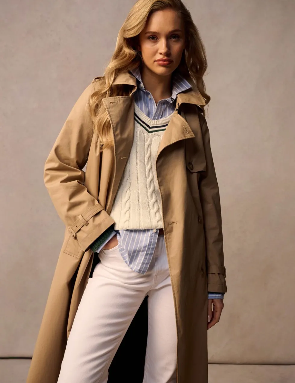 Cotton Rich Belted Longline Trench Coat