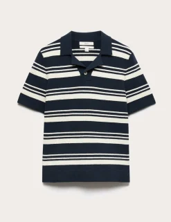 Cotton Rich Bold Striped Boucle Polo Shirt