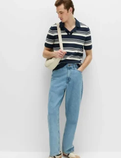 Cotton Rich Bold Striped Boucle Polo Shirt