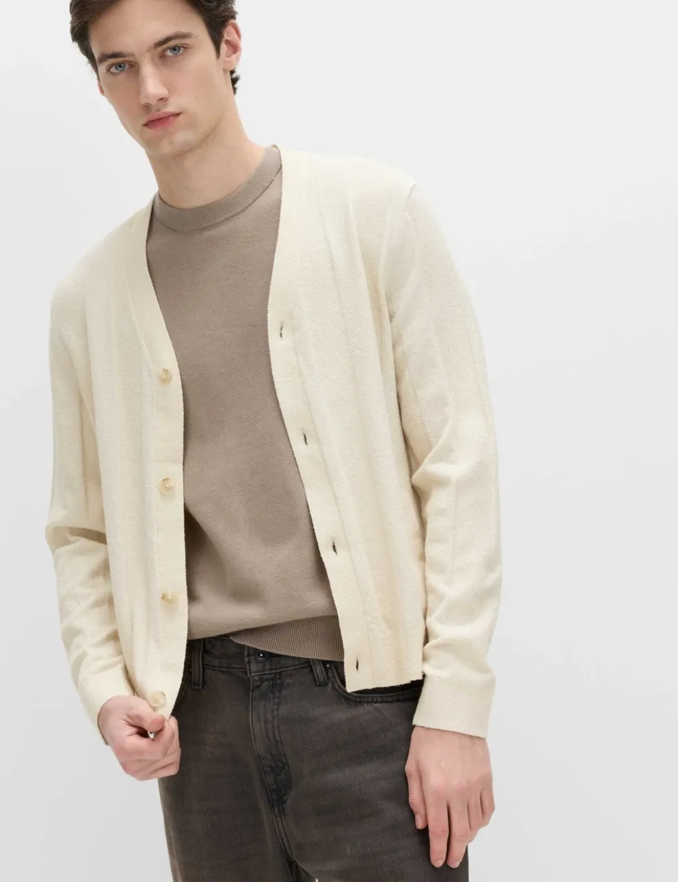 Cotton Rich Bouclé Knitted Cardigan