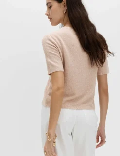 Cotton Rich Boucle Slim Fit Knitted Top