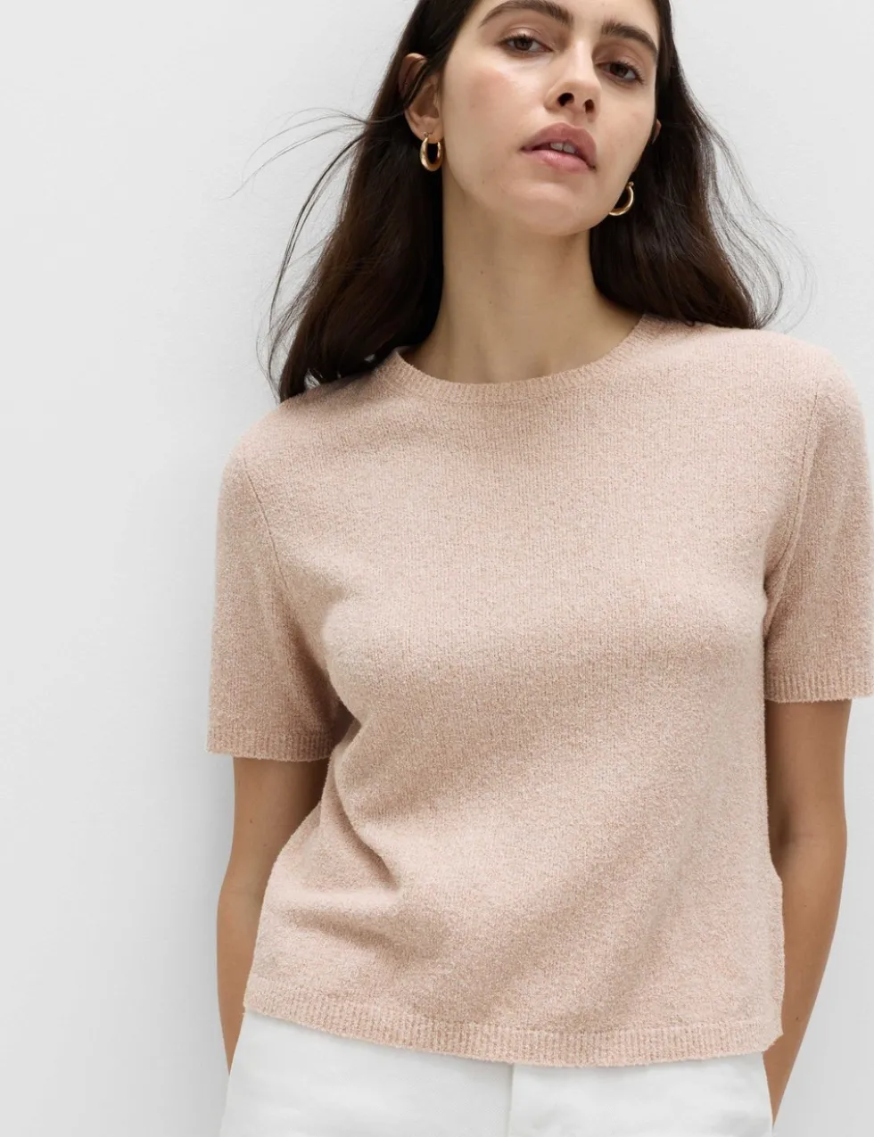 Cotton Rich Boucle Slim Fit Knitted Top