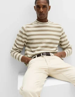 Cotton Rich Boucle Striped Crew Neck Jumper