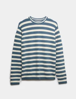 Cotton Rich Boucle Striped Crew Neck Jumper